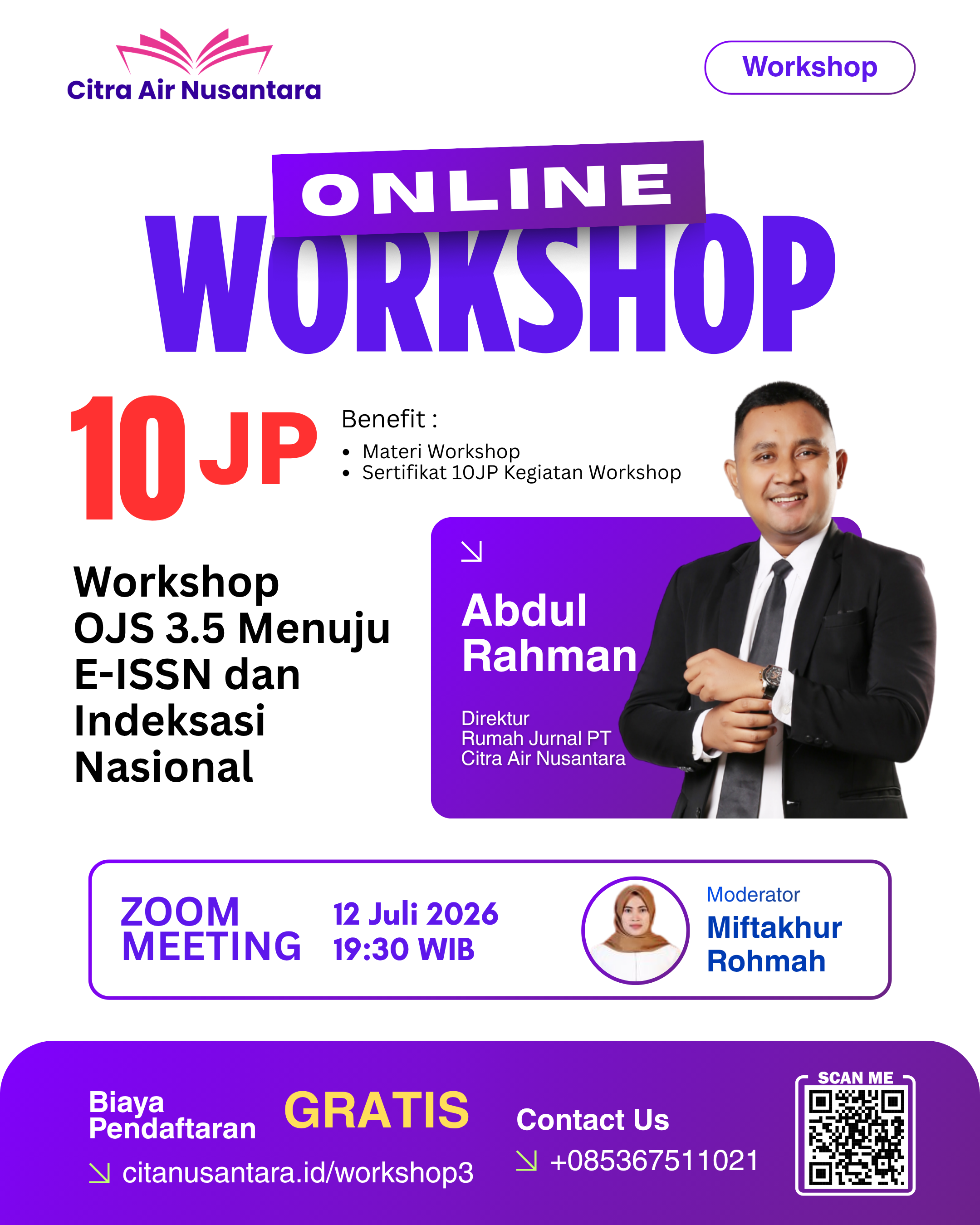 Online Workshop 10JP : Persiapan Menuju E-ISSN dan Indekasasi Nasional